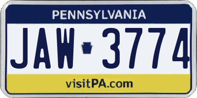 PA license plate JAW3774