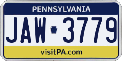 PA license plate JAW3779