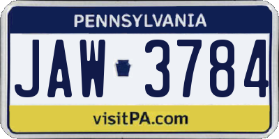 PA license plate JAW3784