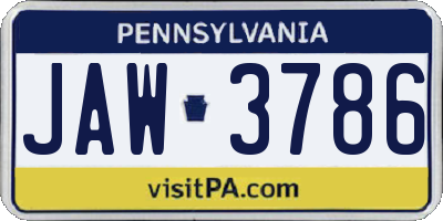 PA license plate JAW3786