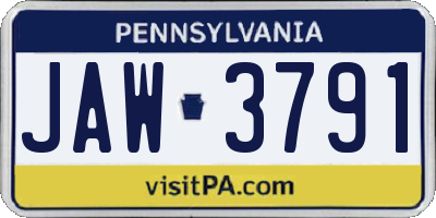 PA license plate JAW3791