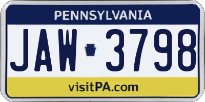PA license plate JAW3798
