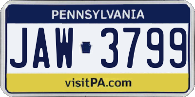 PA license plate JAW3799