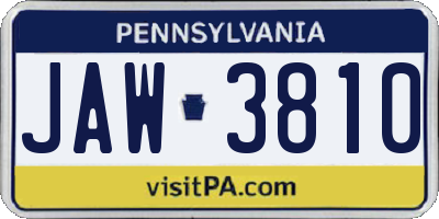 PA license plate JAW3810