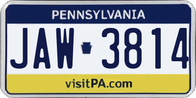 PA license plate JAW3814