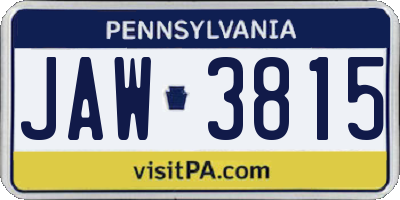 PA license plate JAW3815
