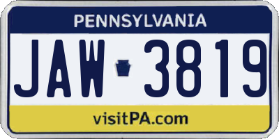 PA license plate JAW3819