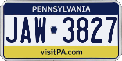 PA license plate JAW3827