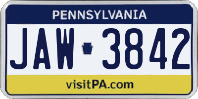 PA license plate JAW3842