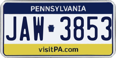 PA license plate JAW3853