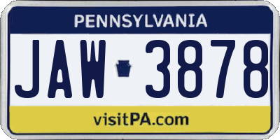 PA license plate JAW3878