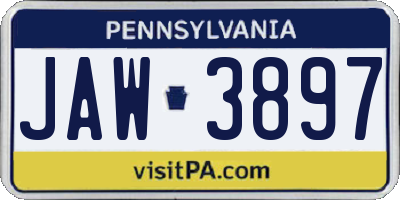 PA license plate JAW3897