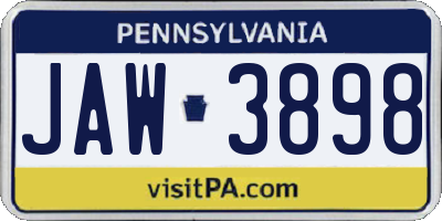 PA license plate JAW3898
