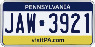 PA license plate JAW3921