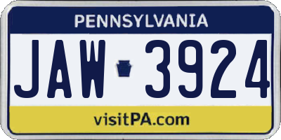 PA license plate JAW3924