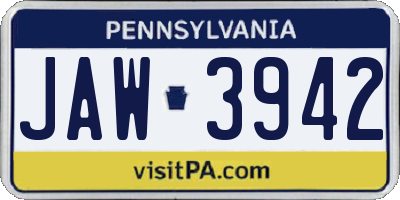 PA license plate JAW3942