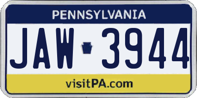 PA license plate JAW3944