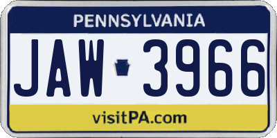PA license plate JAW3966