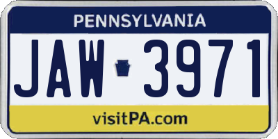 PA license plate JAW3971