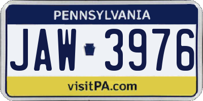 PA license plate JAW3976