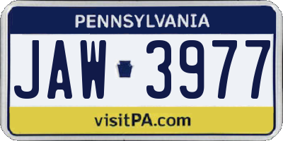 PA license plate JAW3977