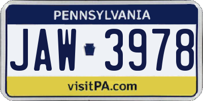 PA license plate JAW3978
