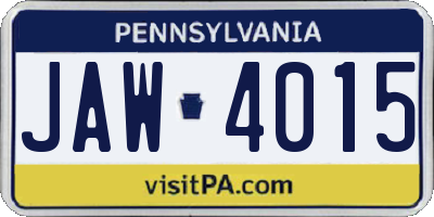 PA license plate JAW4015