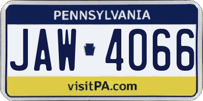 PA license plate JAW4066
