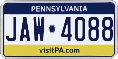 PA license plate JAW4088