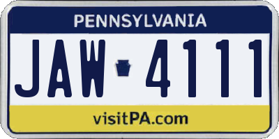 PA license plate JAW4111
