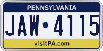PA license plate JAW4115