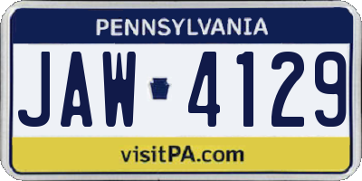 PA license plate JAW4129