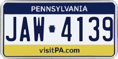 PA license plate JAW4139