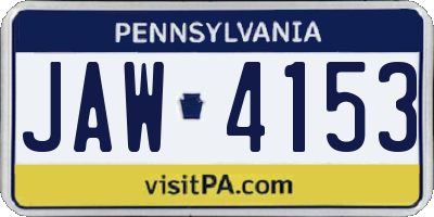 PA license plate JAW4153