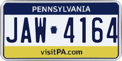 PA license plate JAW4164
