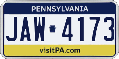 PA license plate JAW4173