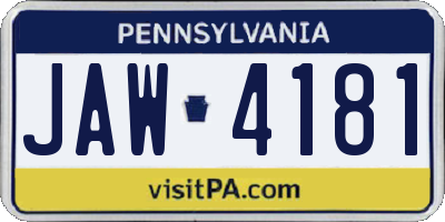 PA license plate JAW4181