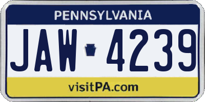 PA license plate JAW4239