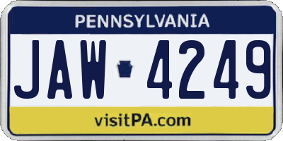 PA license plate JAW4249