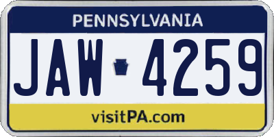 PA license plate JAW4259