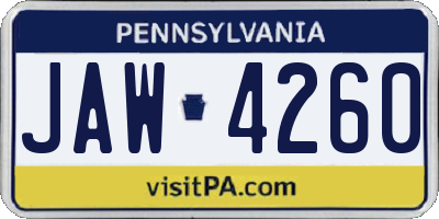 PA license plate JAW4260