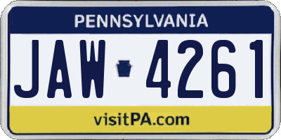 PA license plate JAW4261