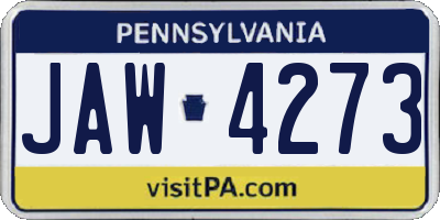 PA license plate JAW4273