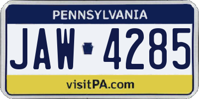PA license plate JAW4285