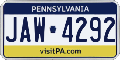 PA license plate JAW4292