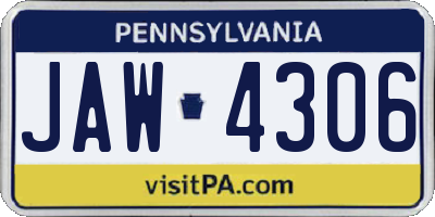 PA license plate JAW4306