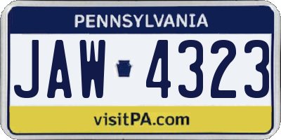 PA license plate JAW4323