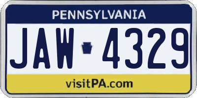 PA license plate JAW4329