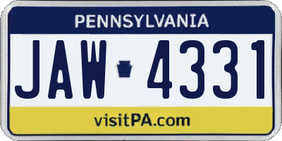 PA license plate JAW4331