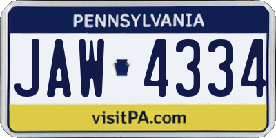 PA license plate JAW4334